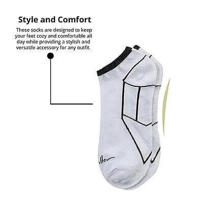 Nicole Miller 10 Pairs No Show Socks (Sizes 4-10) - White/Multi