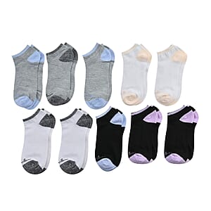 Nicole Miller 10 Pairs No Show Socks (Sizes 4-10) - Gray/Multi