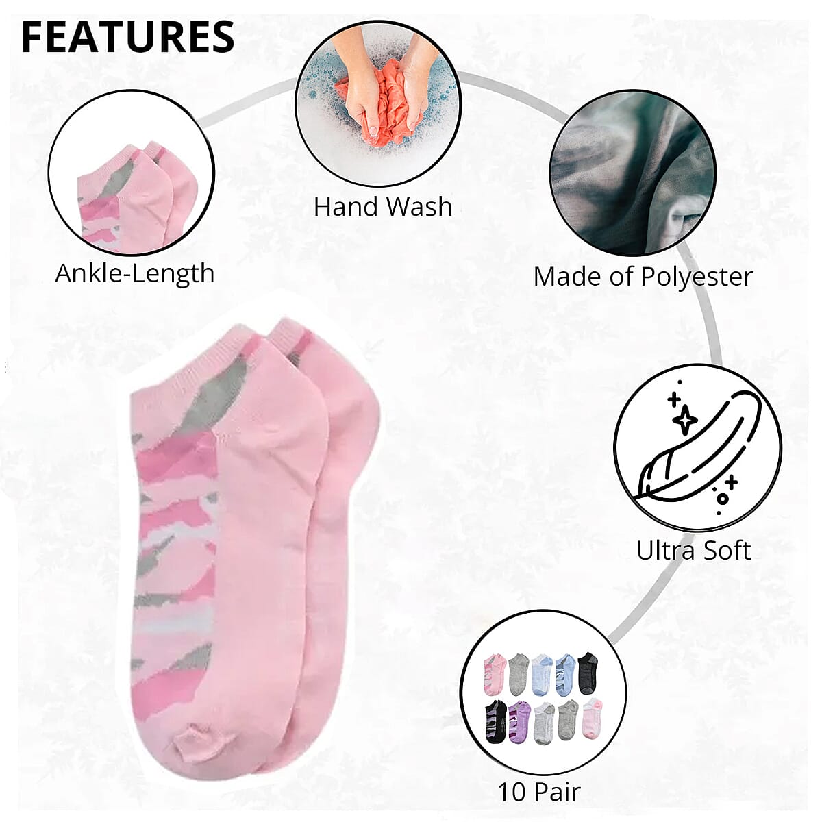 Nicole Miller 10 Pairs No Show Socks (Sizes 4-10) - Camo (Ships in 8-10 business days) image number 1