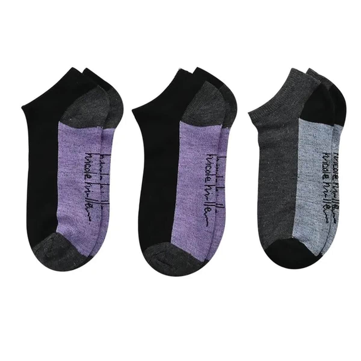 Nicole Miller 10 Pairs No Show Socks (Sizes 4-10) - White/Gray image number 5