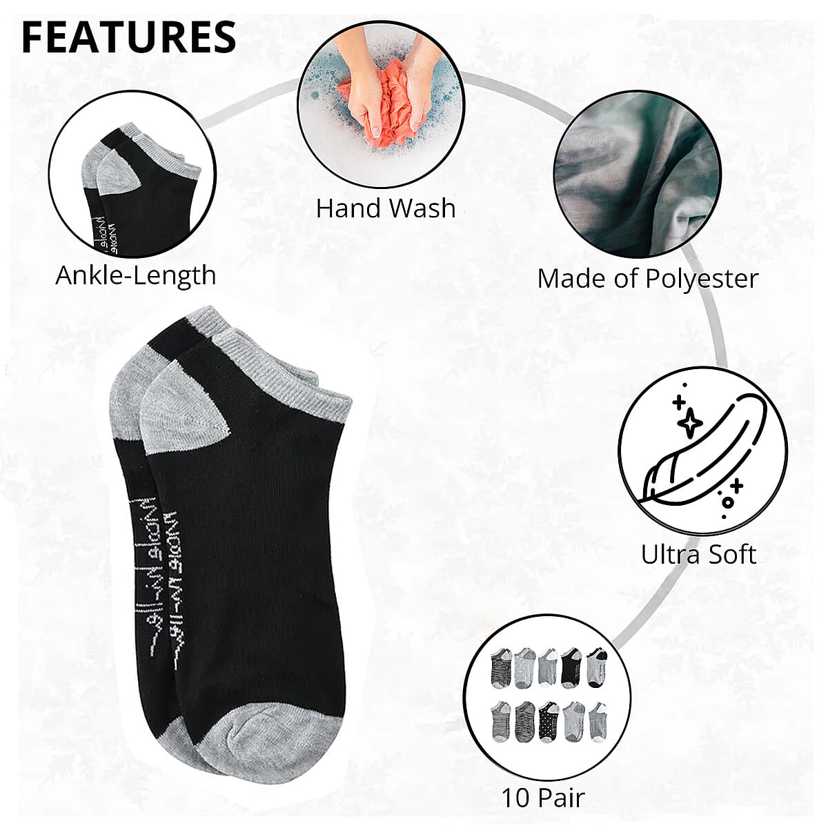 Nicole Miller 10 Pairs No Show Socks (Sizes 4-10) - Gray image number 1