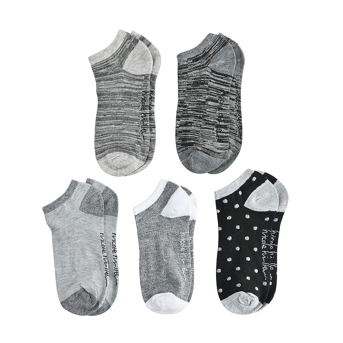 Nicole Miller 10 Pairs No Show Socks (Sizes 4-10) - Gray image number 5