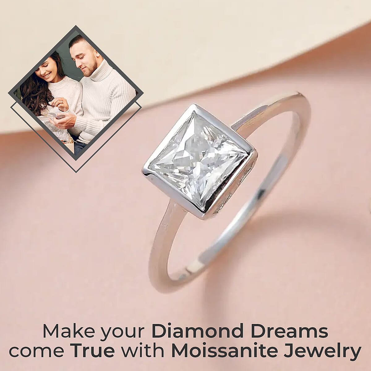 Moissanite 1.15 ctw Solitaire Ring, Platinum Over Sterling Silver Ring, Moissanite Jewelry For Her (Size 9) image number 1