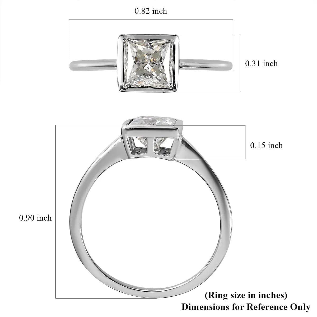 Moissanite 1.15 ctw Solitaire Ring, Platinum Over Sterling Silver Ring, Moissanite Jewelry For Her (Size 9) image number 6