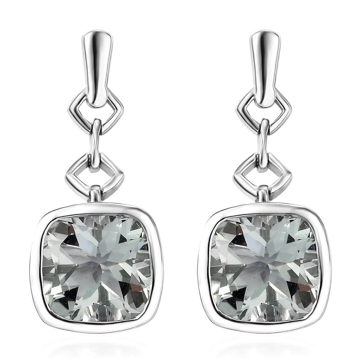 Montezuma Prasiolite 7.50 ctw Earrings in Platinum Over Sterling Silver image number 0