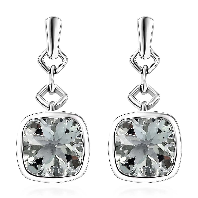 Montezuma Prasiolite 7.50 ctw Earrings in Platinum Over Sterling Silver
