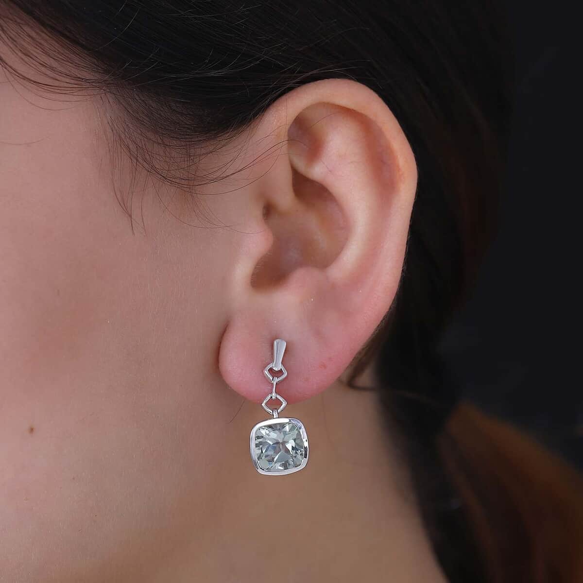 Montezuma Prasiolite 7.50 ctw Earrings in Platinum Over Sterling Silver image number 2