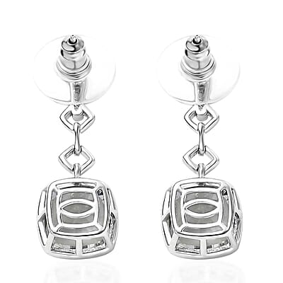 Montezuma Prasiolite 7.50 ctw Earrings in Platinum Over Sterling Silver