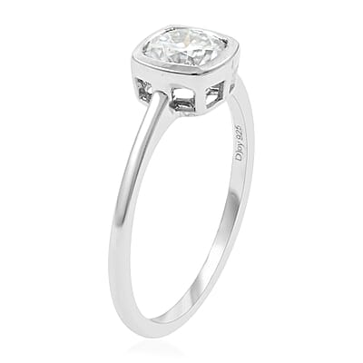 Moissanite Solitaire Ring in Platinum Over Sterling Silver 1.00 ctw (Size 10.0) 1.00 ctw