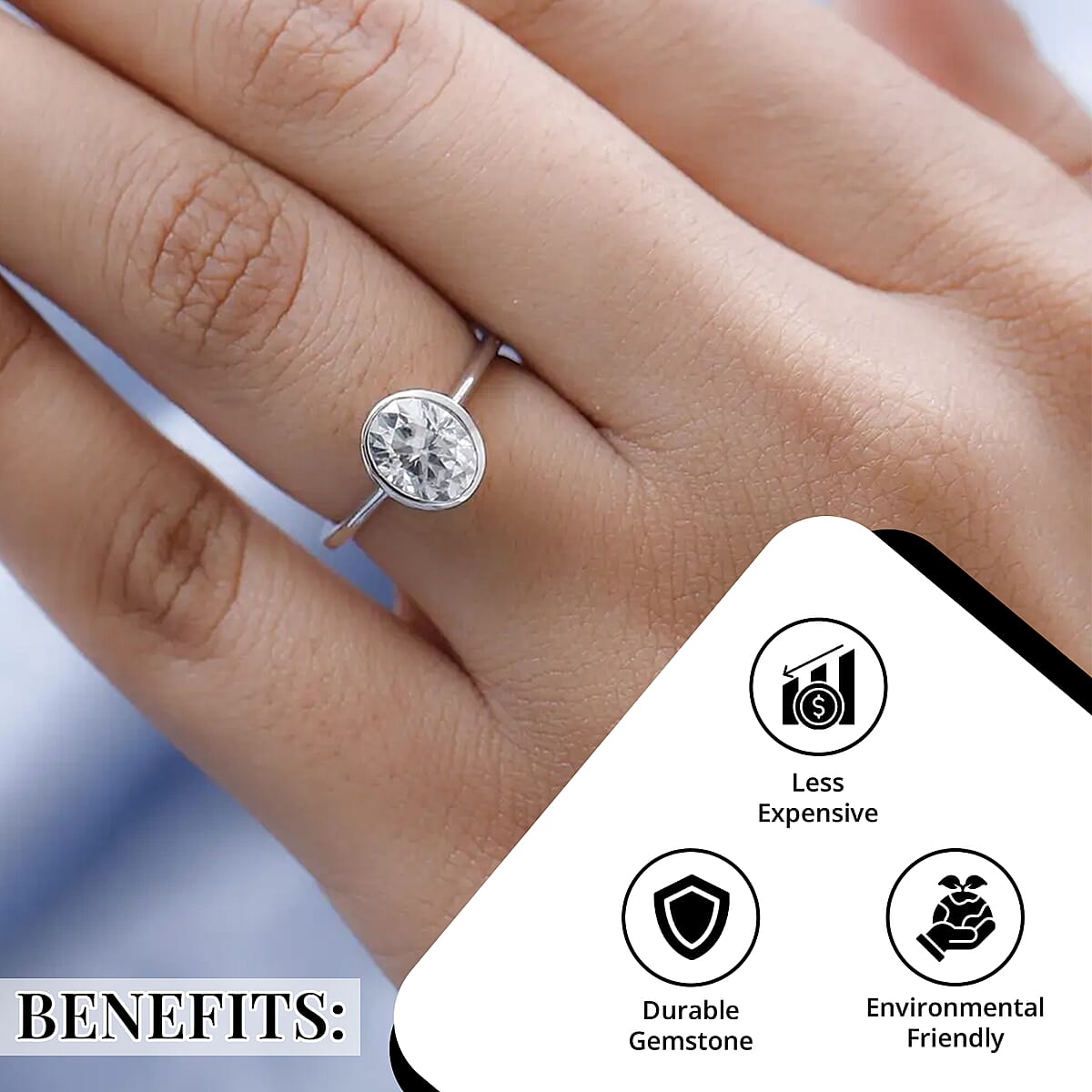 Moissanite Solitaire Ring, Platinum Over Sterling Silver Ring, Moissanite Jewelry For Her 1.35 ctw image number 3
