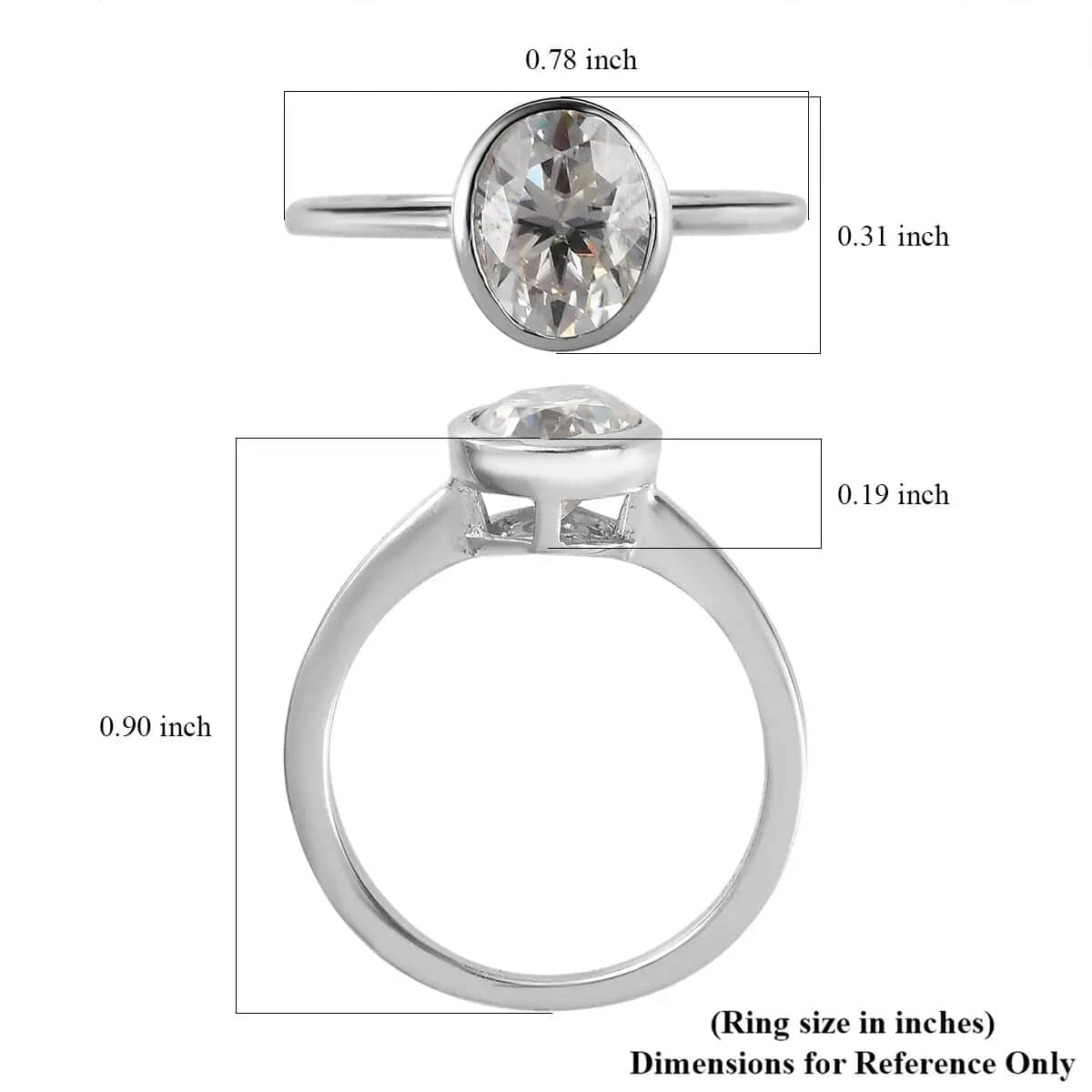 Moissanite Solitaire Ring, Platinum Over Sterling Silver Ring, Moissanite Jewelry For Her 1.35 ctw image number 6