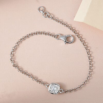 Moissanite Bracelet in Platinum Over Sterling Silver (10.50 In) 1.00 ctw
