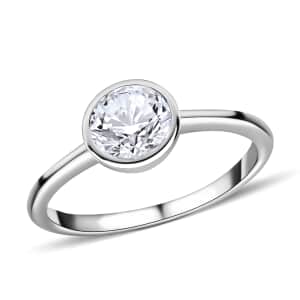 Moissanite 1.15 ctw Solitaire Ring, Platinum Over Sterling Silver Ring, Moissanite Jewelry For Her (Size 5)