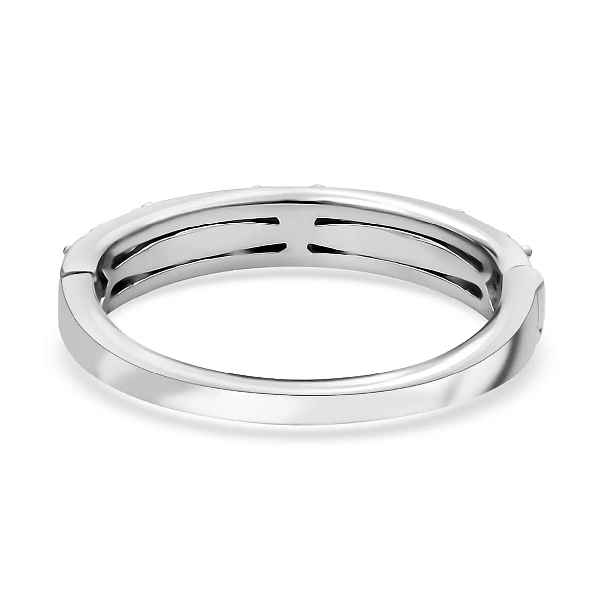 Moissanite Arthritis Half Eternity Band Ring in Rhodium Over Sterling Silver, Moissanite Band, Moissanite Ring, Sterling Silver Ring 1.00 ctw (Size 8) image number 5