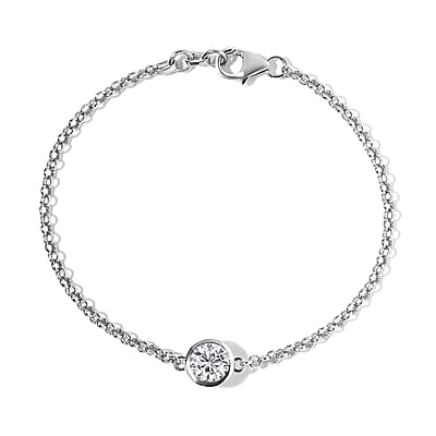 Moissanite Bracelet in Platinum Over Sterling Silver (7.25 In) 1.15 ctw