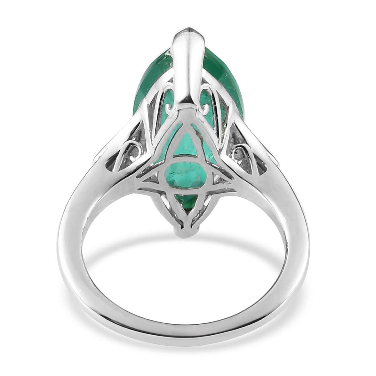 Emeraldine Quartz (Triplet) and Natural White Zircon Ring in Platinum Over Sterling Silver 8.75 ctw image number 4