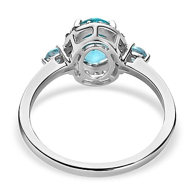 Luxoro 10K White Gold Premium Betroka Blue Apatite and Multi Gemstone Halo Ring (Size 10.0) 1.75 ctw