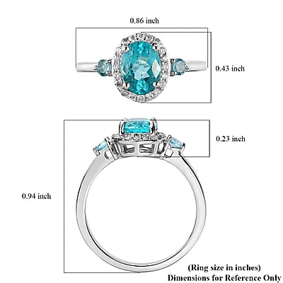 Luxoro 10K White Gold Premium Betroka Blue Apatite and Multi Gemstone Halo Ring (Size 10.0) 1.75 ctw