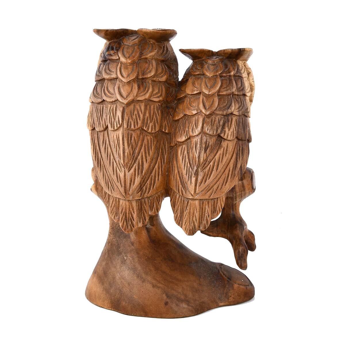 Wooden Two Standing Owl Sculpture image number 1
