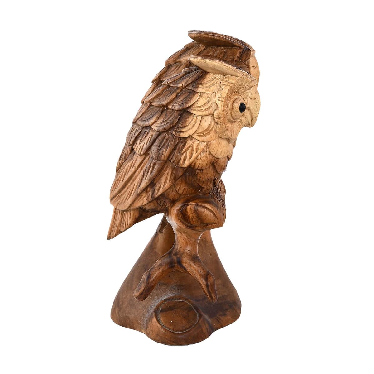 Wooden Two Standing Owl Sculpture image number 3