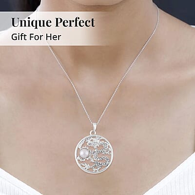 Gray Chroma and Austrian Crystal Dragon Pendant Necklace in Silvertone 24-26 Inches