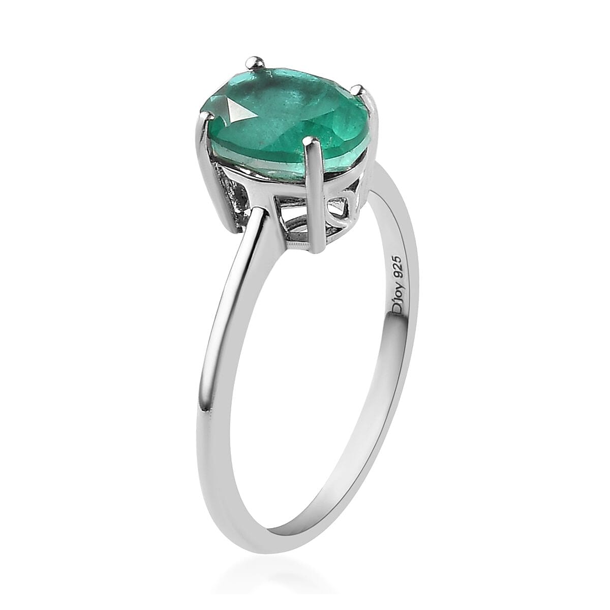 Emeraldine Quartz (Triplet) Solitaire Ring in Platinum Over Sterling Silver (Size 10.0) 2.20 ctw