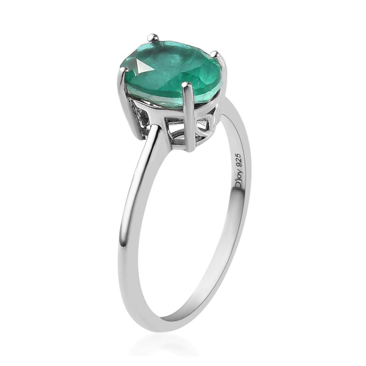 Emeraldine Quartz (Triplet) Solitaire Ring in Platinum Over Sterling Silver (Delivery in 7-10 Business Days) 2.20 ctw image number 3