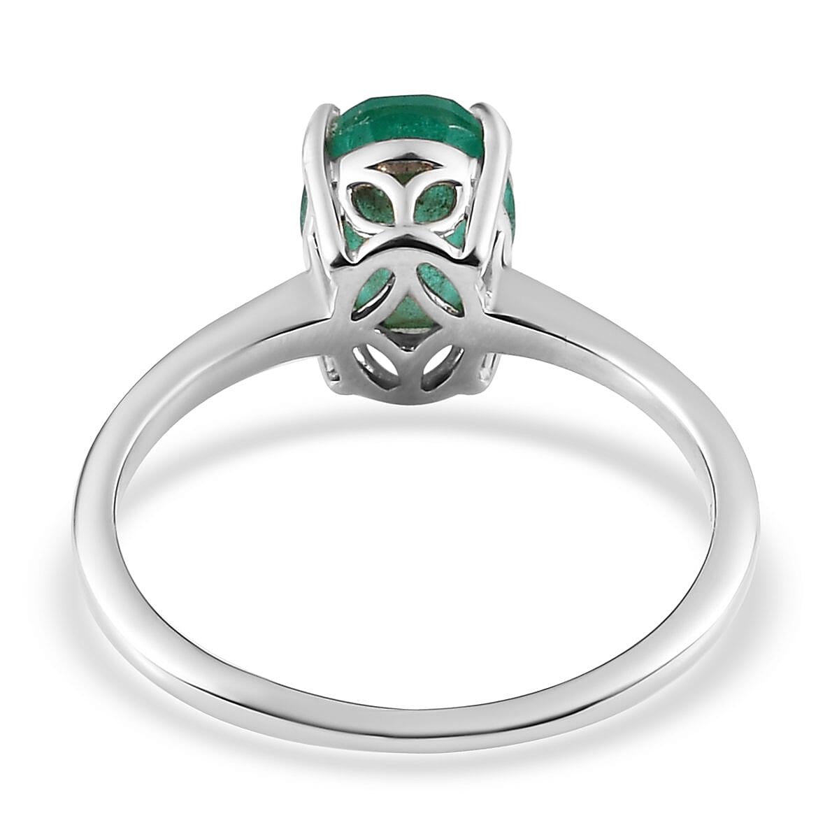 Emeraldine Quartz (Triplet) Solitaire Ring in Platinum Over Sterling Silver (Size 10.0) 2.20 ctw