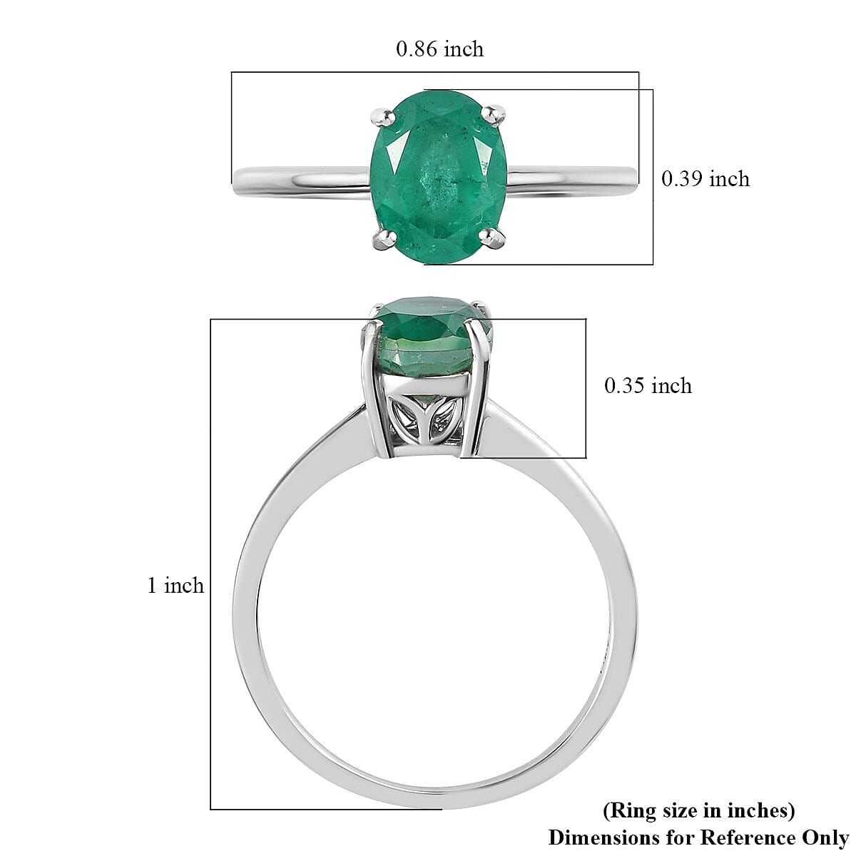 Emeraldine Quartz (Triplet) Solitaire Ring in Platinum Over Sterling Silver (Size 10.0) 2.20 ctw