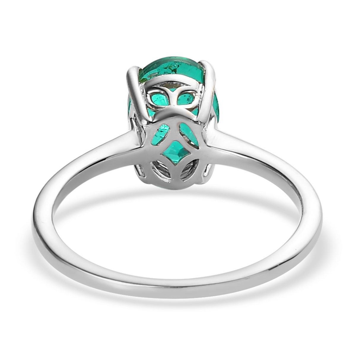Emeraldine Quartz (Triplet) Solitaire Ring in Platinum Over Sterling Silver (Size 6.0) 2.20 ctw