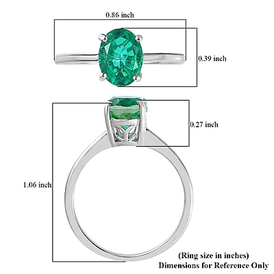 Emeraldine Quartz (Triplet) Solitaire Ring in Platinum Over Sterling Silver (Size 6.0) 2.20 ctw