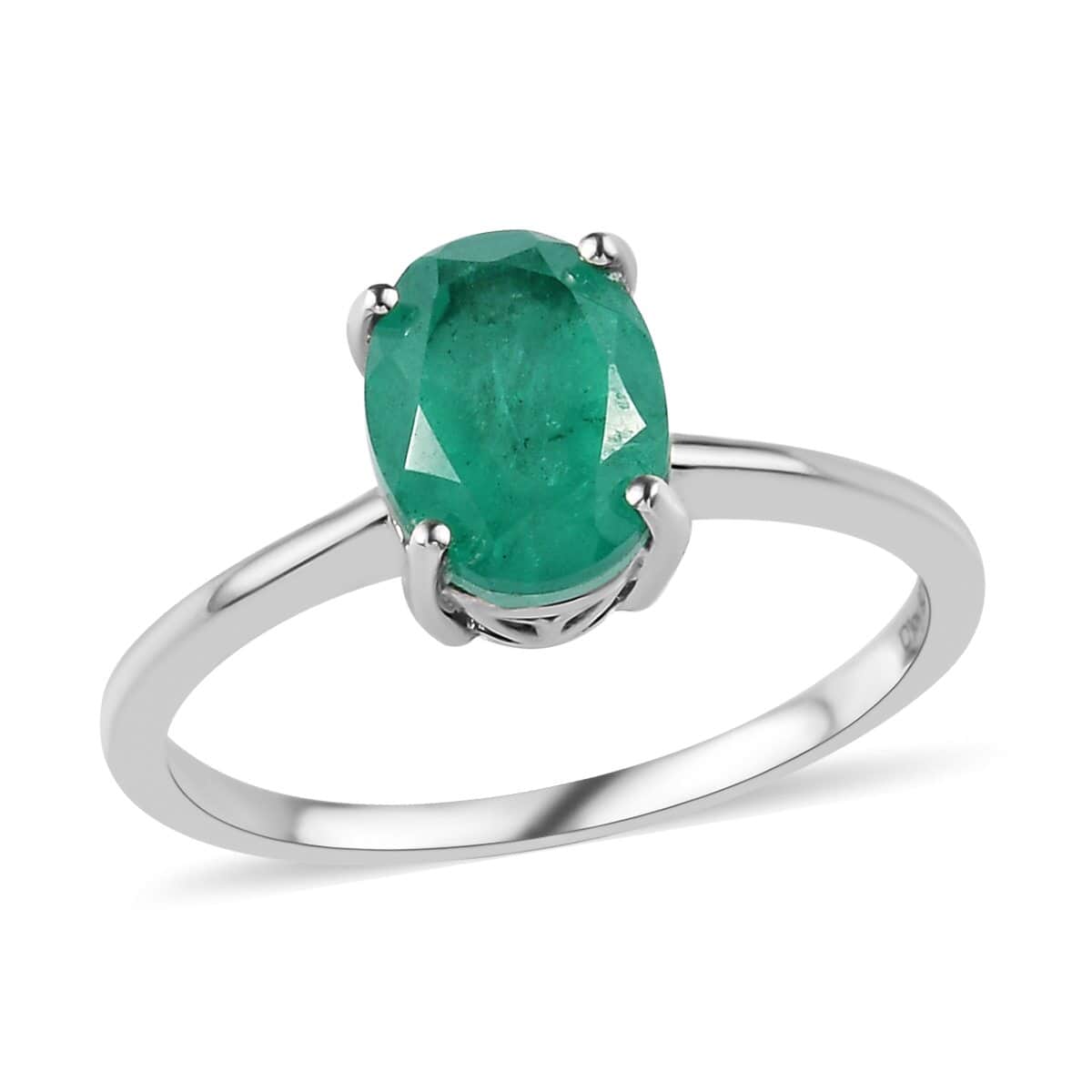 Emeraldine Quartz (Triplet) Solitaire Ring in Platinum Over Sterling Silver (Size 7.0) 2.60 ctw image number 0