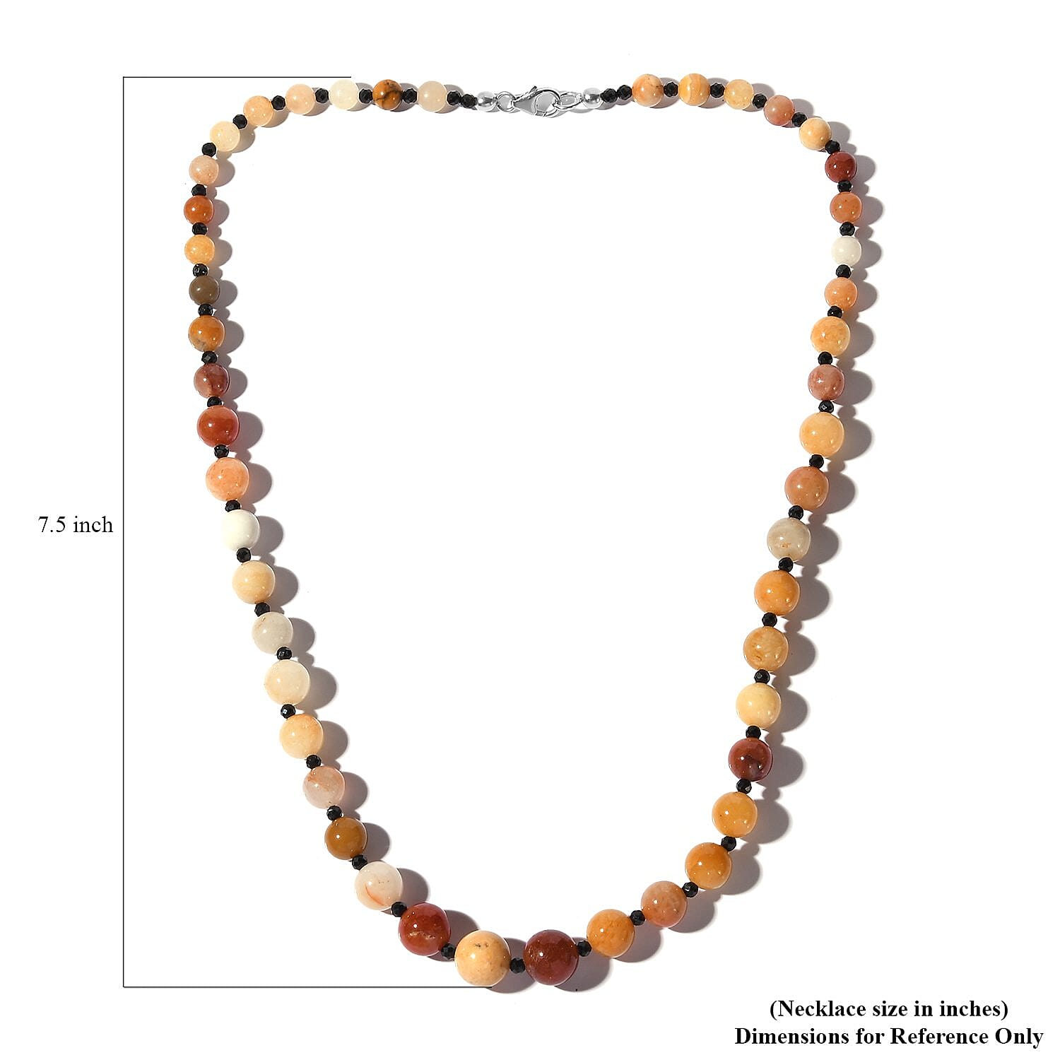 Honey Quartz and Thai Black Spinel Necklace 20 Inches in Sterling Silver 190.50 ctw