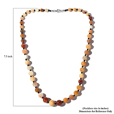 Honey Quartz and Thai Black Spinel Necklace 20 Inches in Sterling Silver 190.50 ctw