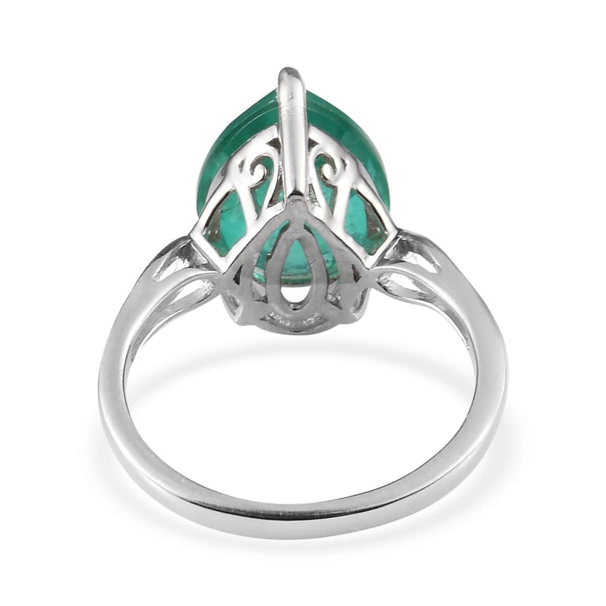 Emeraldine Quartz (Triplet) Solitaire Ring in Platinum Over Sterling Silver (Size 8.0) 5.00 ctw image number 4