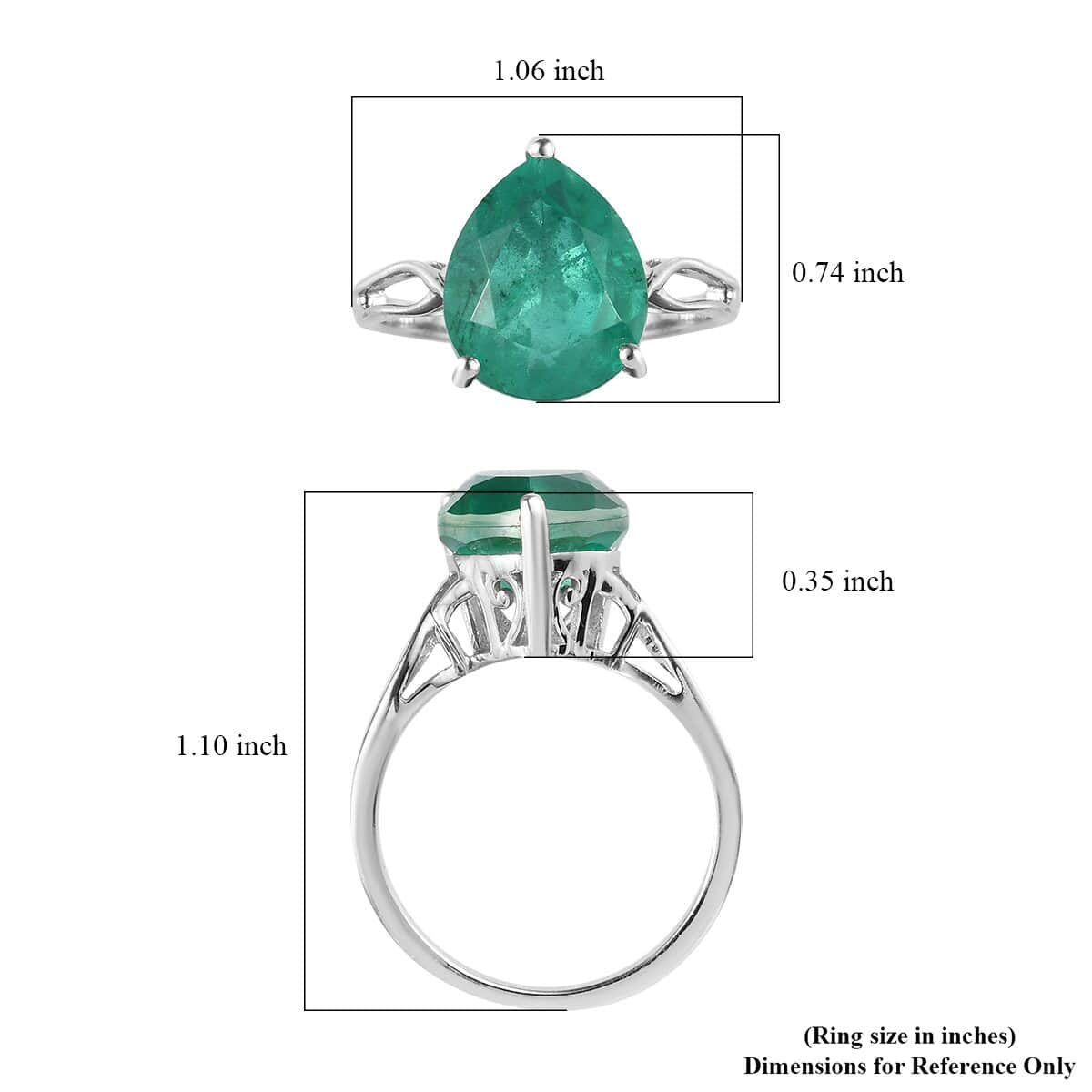 Emeraldine Quartz (Triplet) Solitaire Ring in Platinum Over Sterling Silver (Size 8.0) 5.00 ctw image number 5