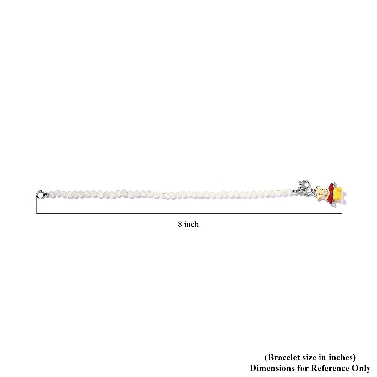 Kuisa Rainbow Moonstone Beaded Bracelet with Teddy Bear Charm in Stainless Steel (7.25 In) 27.50 ctw image number 4