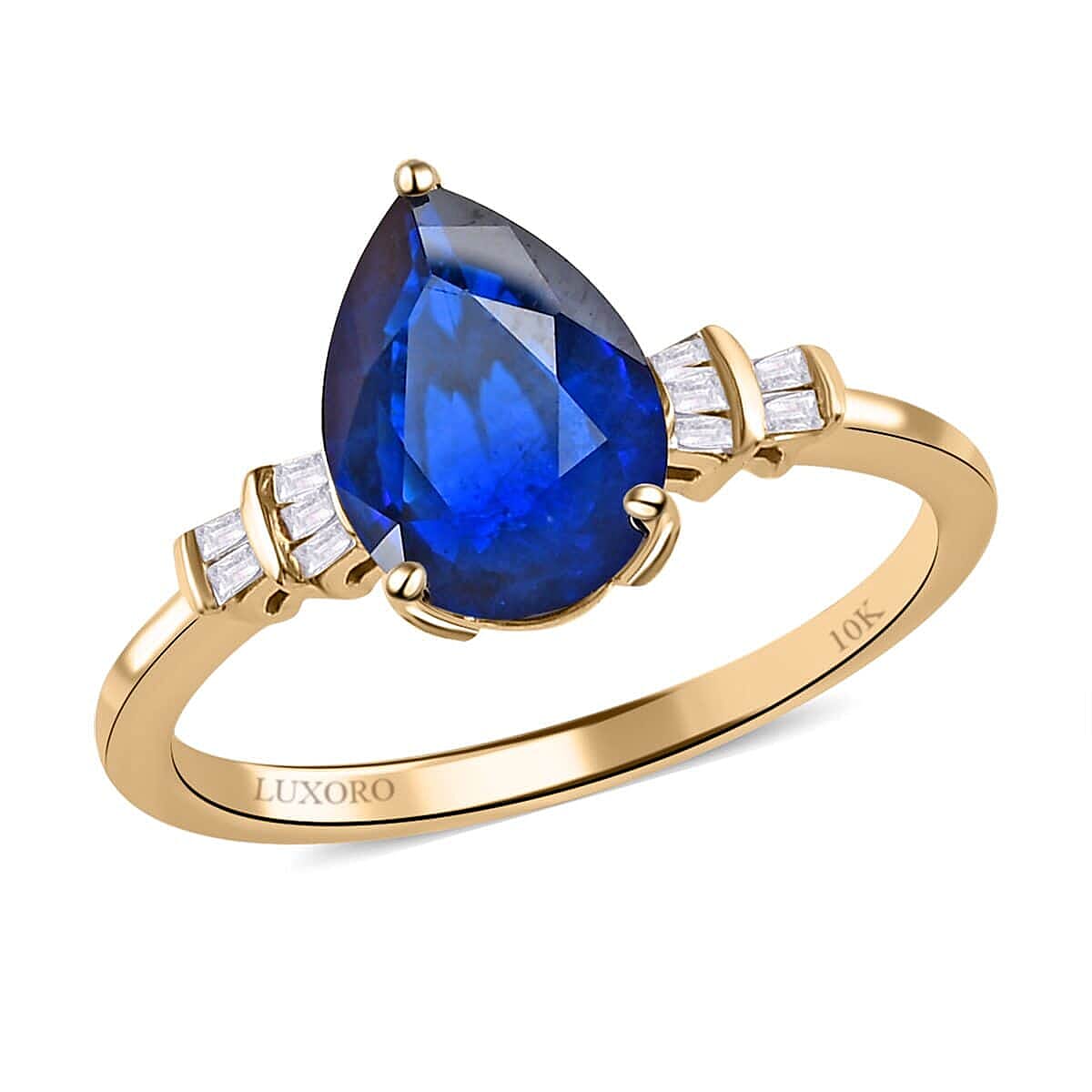 LUXORO 10K Yellow Gold Premium Tanzanian Blue Spinel, Diamond (G-H, I3) Ring (Size 6.0) (2 g) 2.35 ctw image number 0