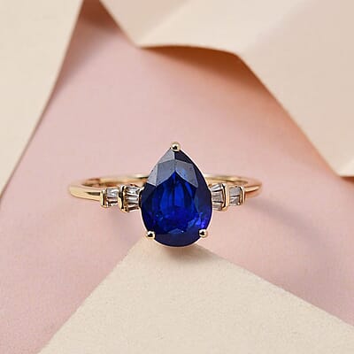 Luxoro 10K Yellow Gold Premium Tanzanian Blue Spinel (DF) and G-H I3 Diamond Ring (Size 6.0) 2.35 ctw