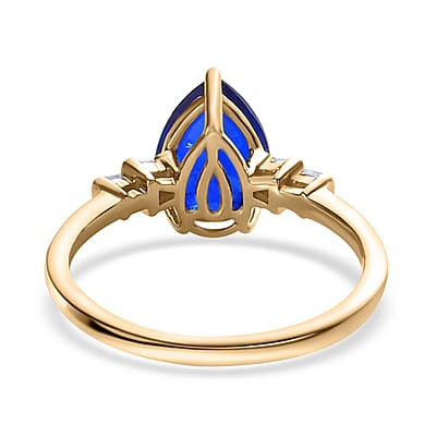 Luxoro 10K Yellow Gold Premium Tanzanian Blue Spinel (DF) and G-H I3 Diamond Ring (Size 6.0) 2.35 ctw