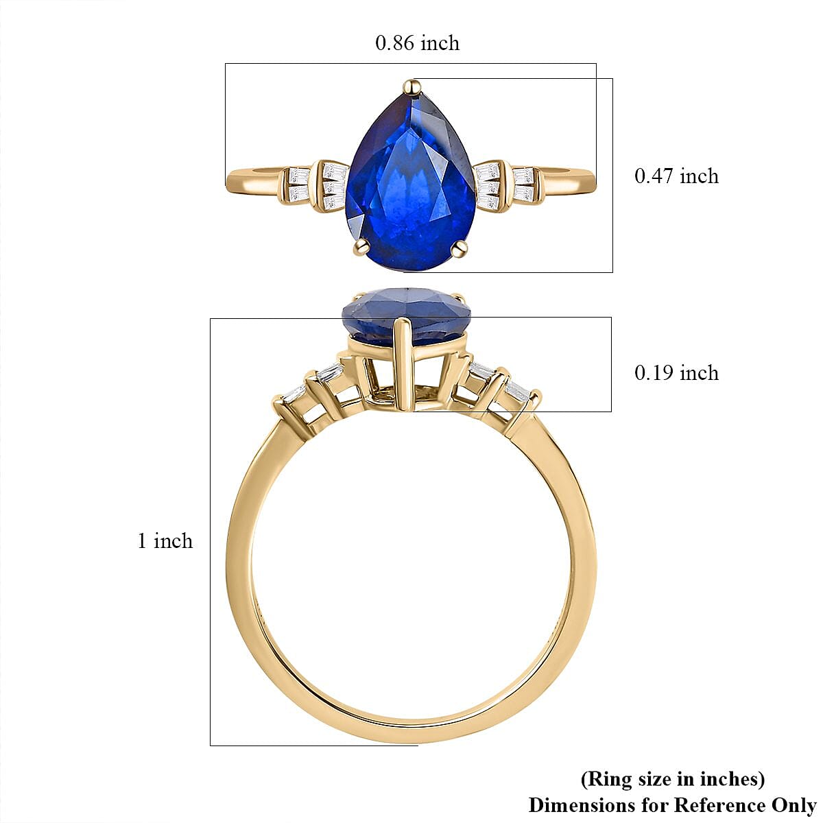 LUXORO 10K Yellow Gold Premium Tanzanian Blue Spinel, Diamond (G-H, I3) Ring (Size 6.0) (2 g) 2.35 ctw image number 5
