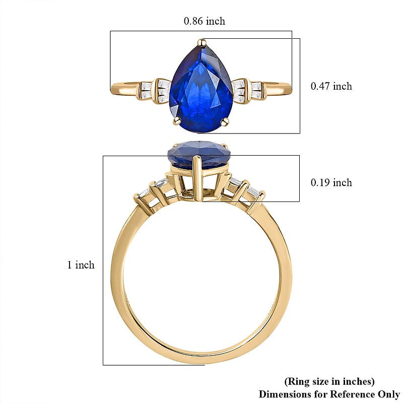 Luxoro 10K Yellow Gold Premium Tanzanian Blue Spinel (DF) and G-H I3 Diamond Ring (Size 6.0) 2.35 ctw