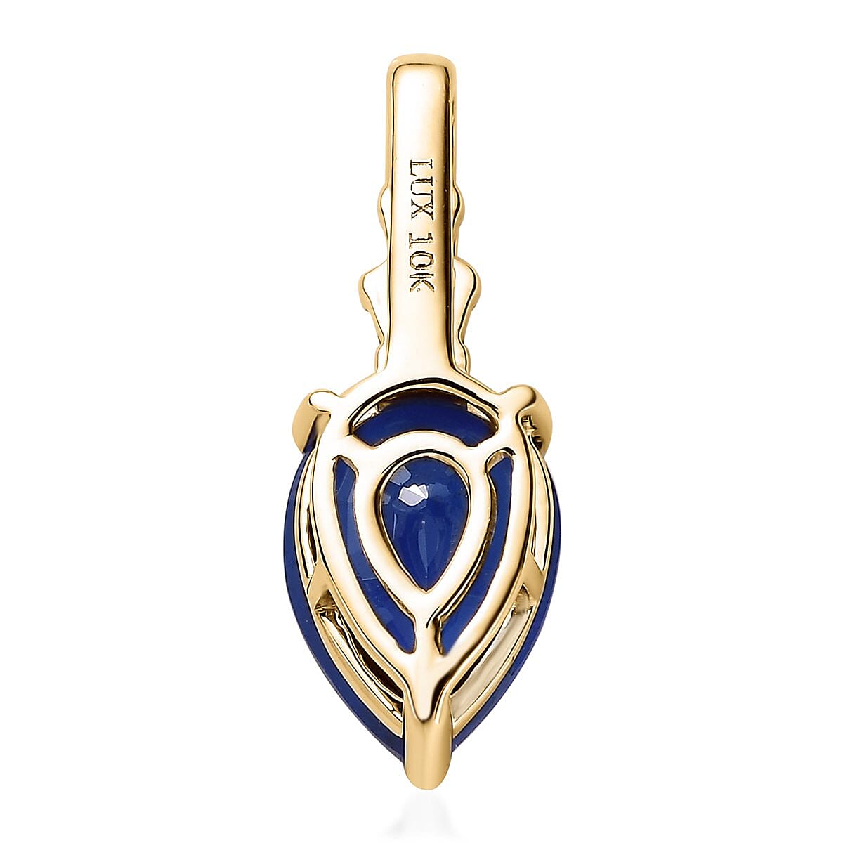 Luxoro 10K Yellow Gold Premium Tanzanian Blue Spinel (DF) and G-H I3 Diamond Pendant 1.90 ctw
