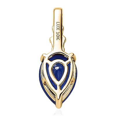 Luxoro 10K Yellow Gold Premium Tanzanian Blue Spinel (DF) and G-H I3 Diamond Pendant 1.90 ctw
