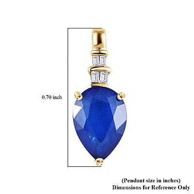 Luxoro 10K Yellow Gold Premium Tanzanian Blue Spinel (DF) and G-H I3 Diamond Pendant 1.90 ctw