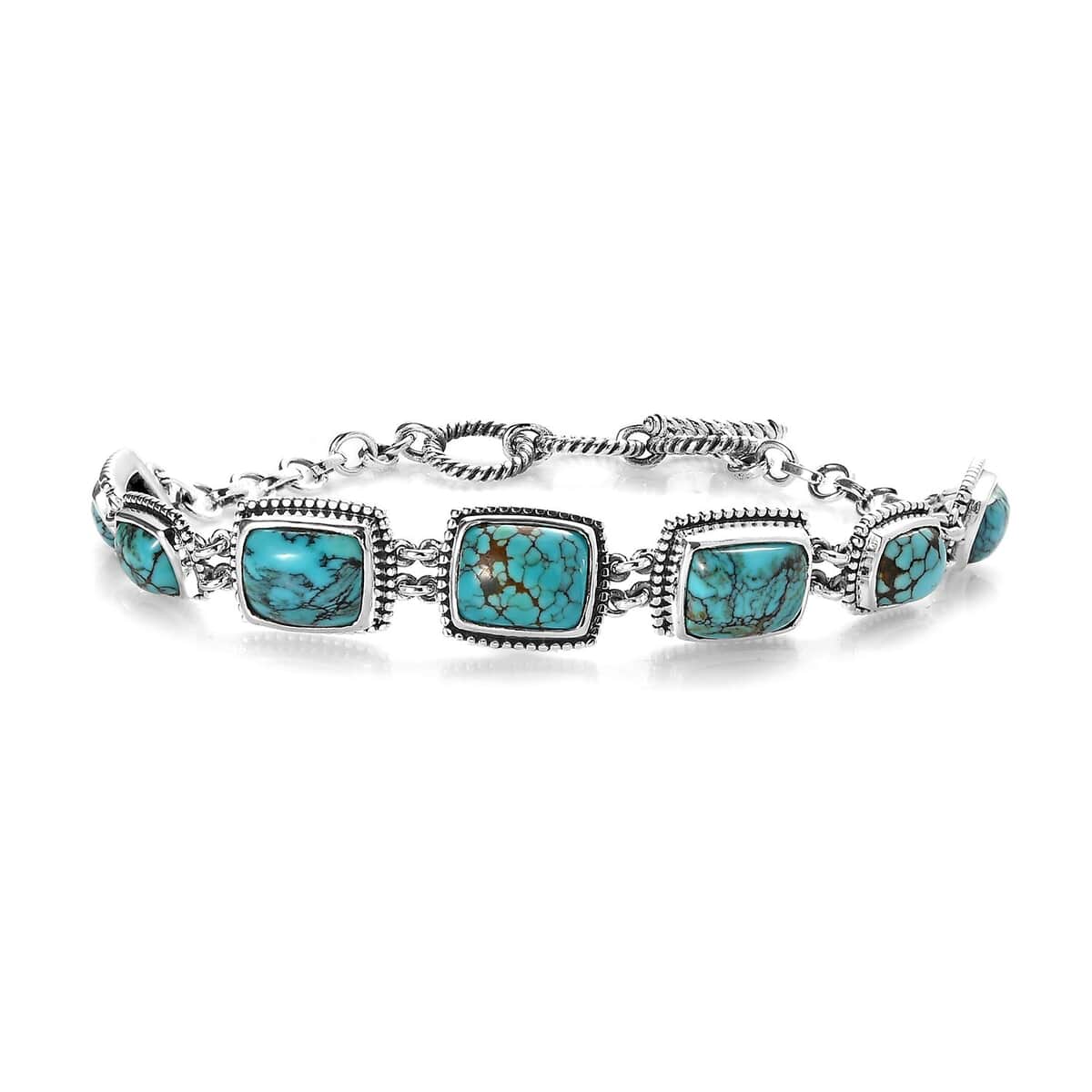 Artisan Crafted Blue Moon Turquoise Bracelet in Sterling Silver (7.25 In) 14.25 ctw image number 0