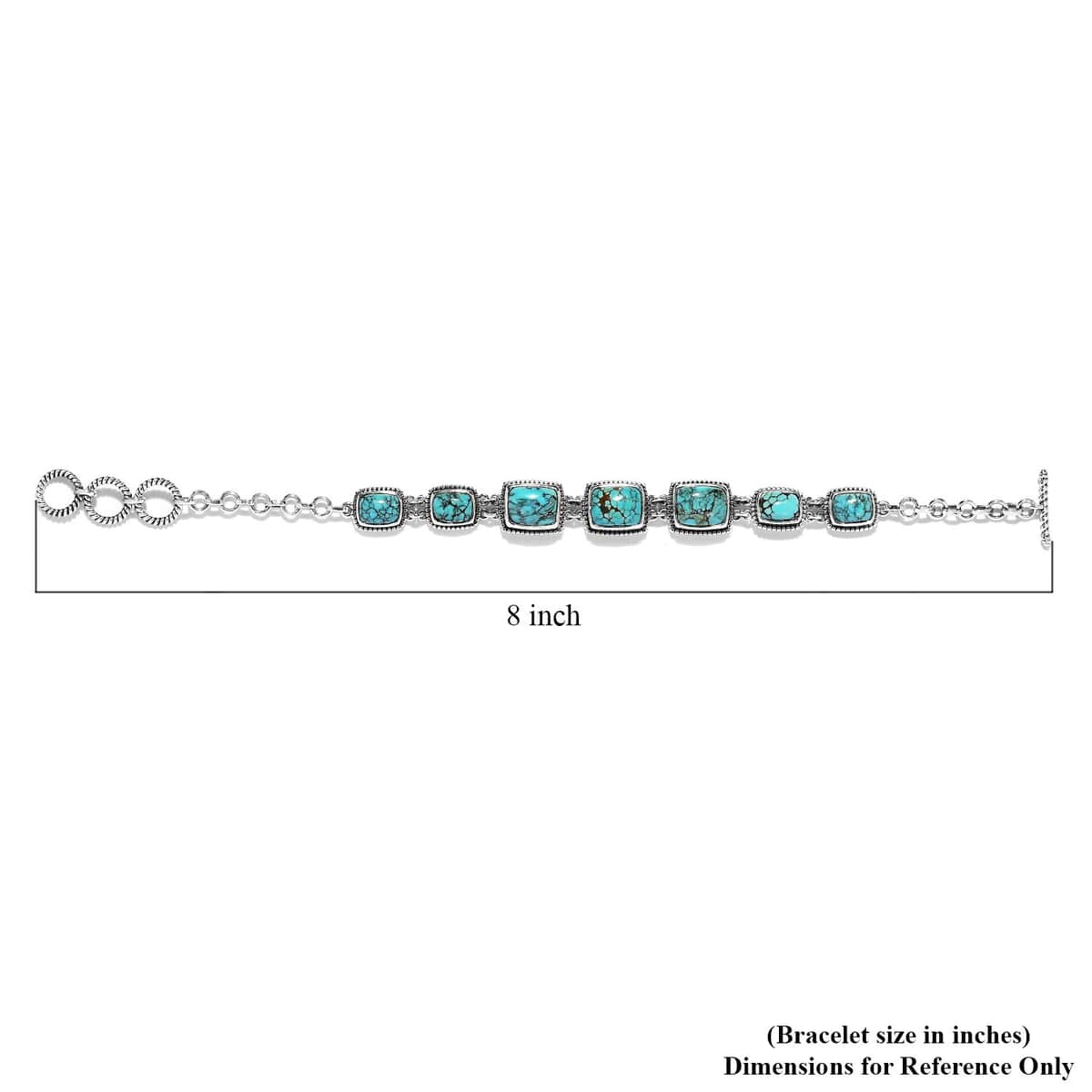 Artisan Crafted Blue Moon Turquoise Bracelet in Sterling Silver (7.25 In) 14.25 ctw image number 4