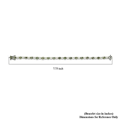 Ambanja Demantoid Garnet and Moissanite 12.10 ctw Bracelet in Platinum Over Sterling Silver (7.25 In)