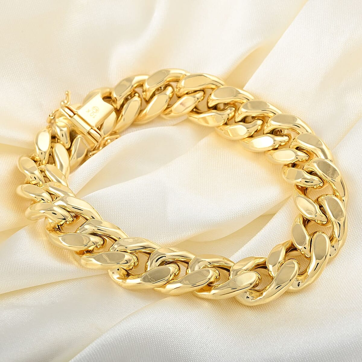 10K Yellow Gold 13mm Miami Cuban Chain Bracelet (8.00 In) (30.40 g) image number 1