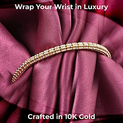 10K Yellow Gold Bracelet,  Ice Chain Bracelet, Dual Tone Bracelet, Gold Jewelry, Gold Bracelet  (8.00 In) 3.5mm, 8.20 Grams